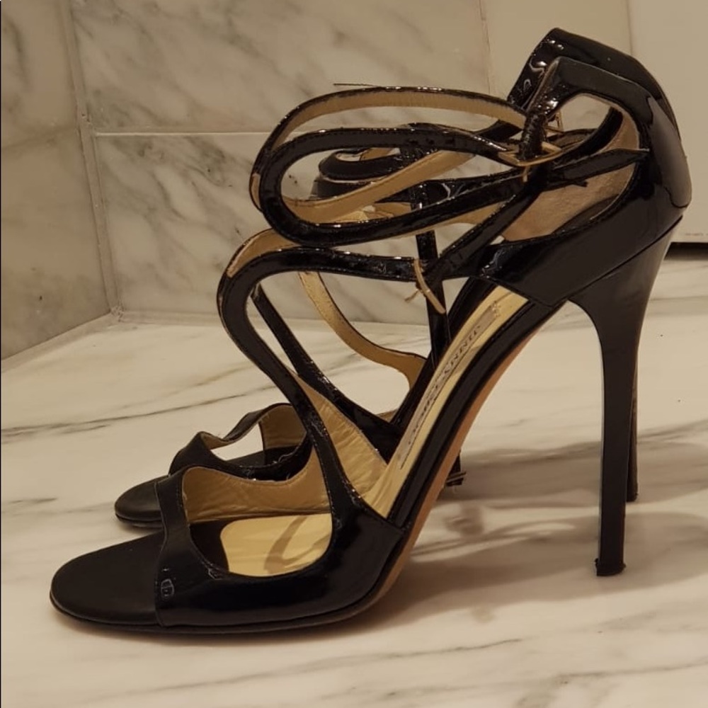 Black jimmy choo strappy heels